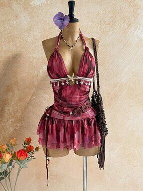 Multicolor Sexy Women's Halter Twist Bodycon Mini Dress